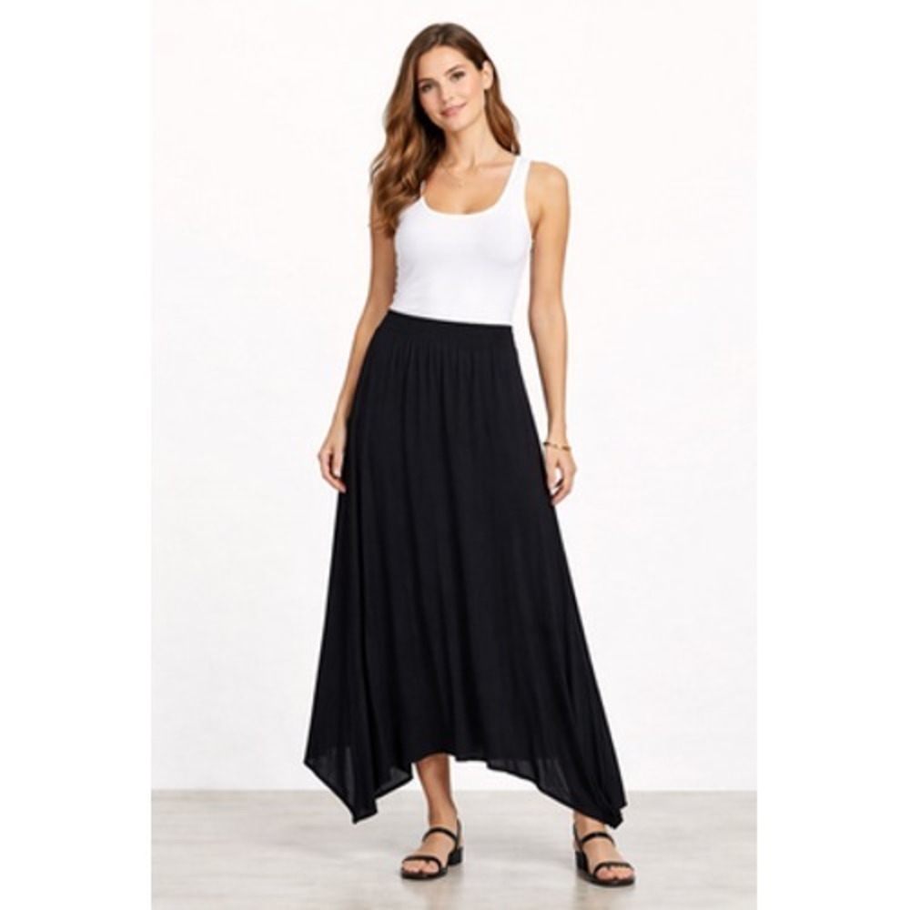 Killstar Skirt Womens Medium Black Asymmetric Hem Maxi Gothic Stretch High Waist